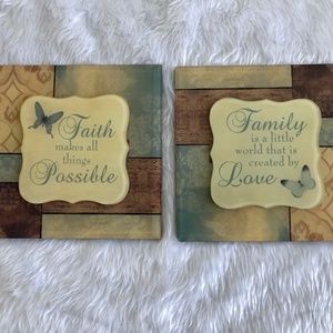 New View 3D Hanging Plaque Wall Art Home Decor Faith/Family Set